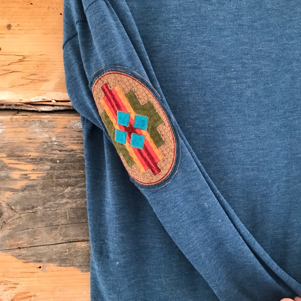 Tunic Sweater with Geo/native Elbow Patch